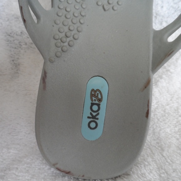 Gray bejeweled jelly flip flops size M from okaB - Picture 3 of 5